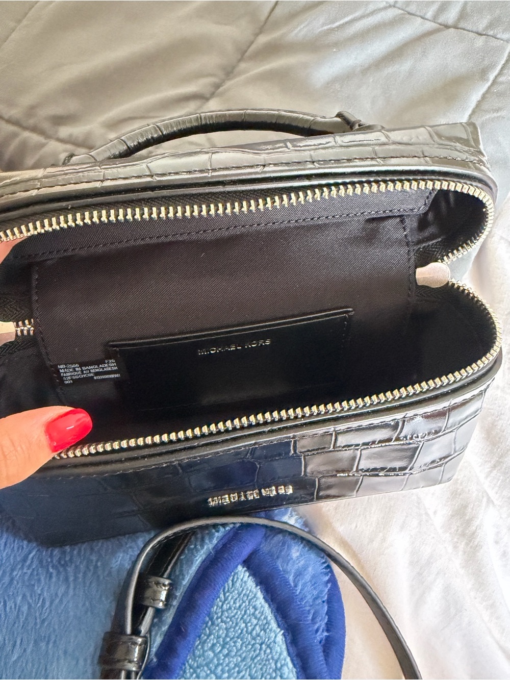 Michael Kors Black Croc-Embossed Mini Vanity Crossbody - Picture 3 of 3